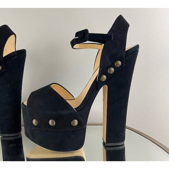 Giuseppe Zanotti Black Suede Studded Platform Sandals - Picture 6 of 11